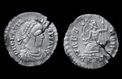 Gratian, Siliqua, Silver plated, City of Rome reverse